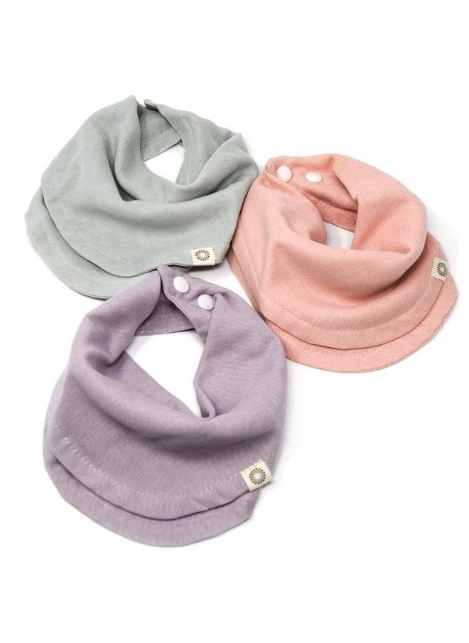 Kishu Baby Indi Gots Organic Infinity Scarf Bib Set 4 Way Reversible 8 Layer Muslin Drool Bibs (Sage Lavender Peach)  - Image 2
