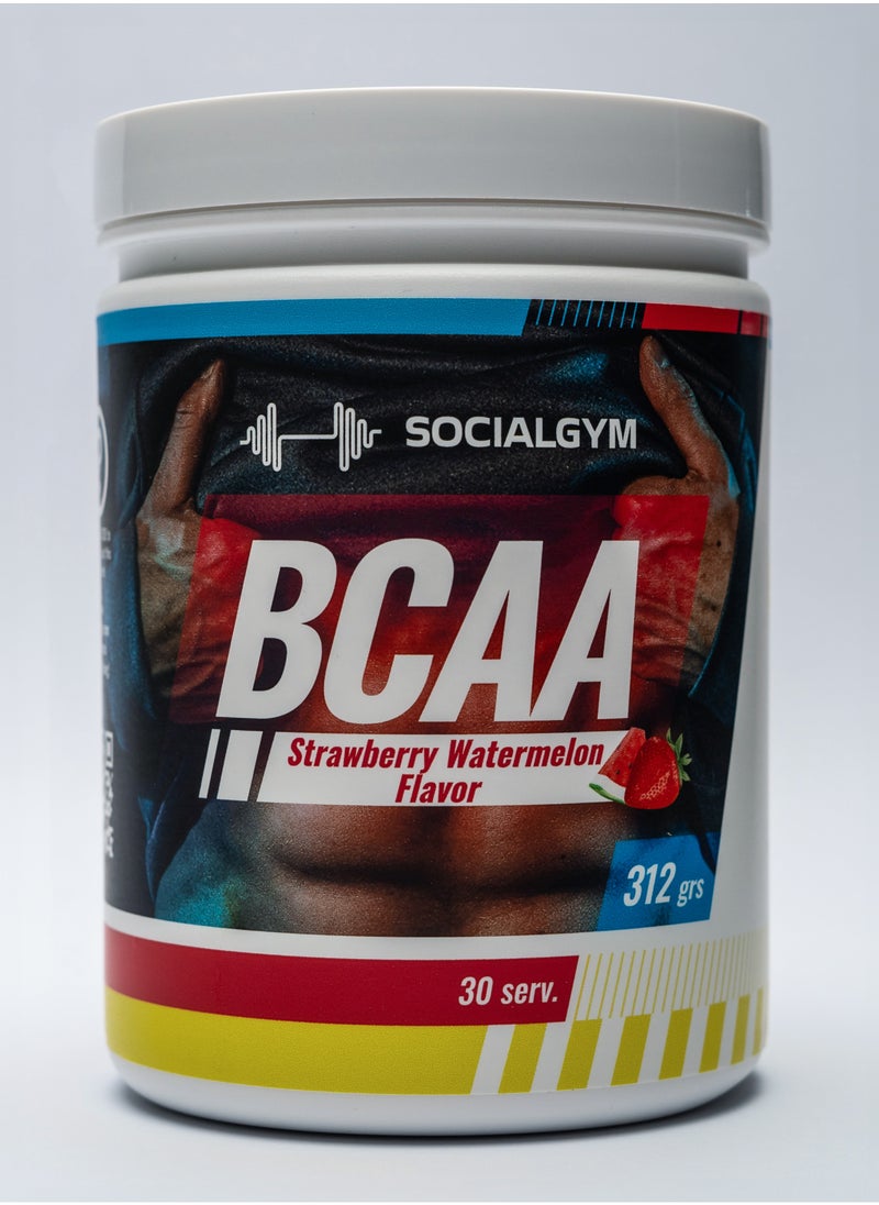 سوشيال جيم - BCAA لتعافي العضلات والطاقة بنكهة الفراولة والبطيخ - 30 حصة - 312 غرام - Image 1