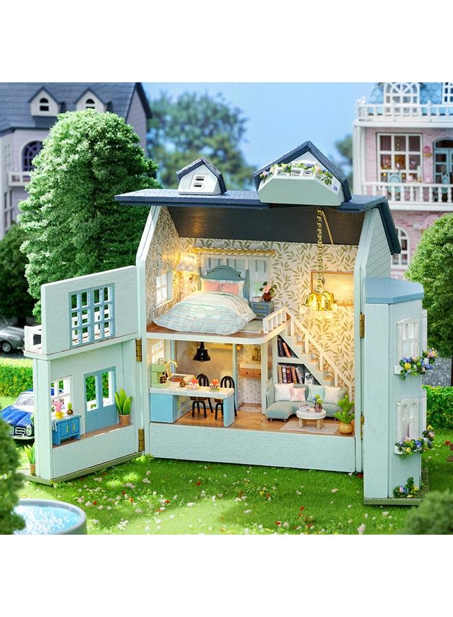 بيت الحكمة Diyy House Mini Homes Series يمكن فتح الخشب المصنوع يدويًا ويغلق ، تقديم هدايا متعددة المستويات للفتيات - Image 1