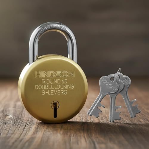 Hindson India 65mm Gold Finish Steel Padlock – Double Locking, 8 Lever, Includes 3 Keys – High-Security Padlock for Gates, Doors, Shutters, Home - Image 1