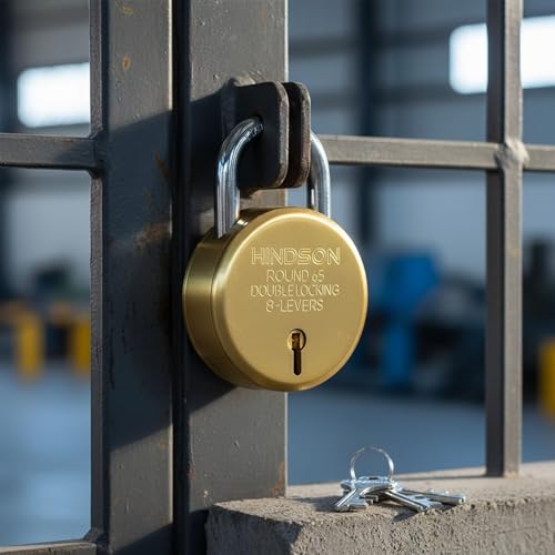 Hindson India 65mm Gold Finish Steel Padlock – Double Locking, 8 Lever, Includes 3 Keys – High-Security Padlock for Gates, Doors, Shutters, Home - Image 2