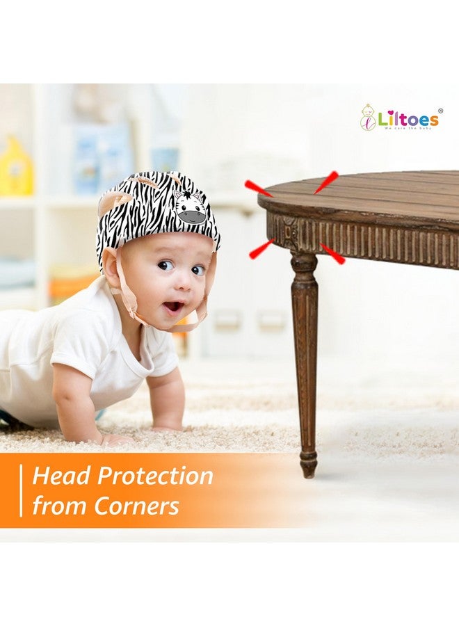 Liltoes Baby Head Protector For Safety Of Kids 6M To 3 Years- Baby Safety Helmet With Proper Air Ventilation & Corner Guard Protection + 1 Pair Knee Pad + 1 Pair Elbow Pad (Stripy Zigby) - Image 3