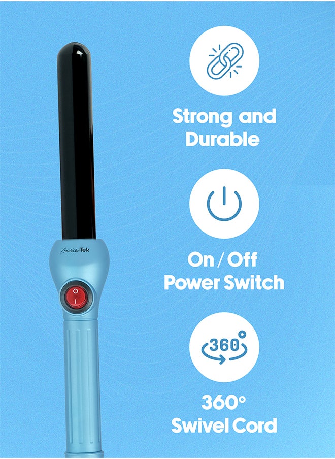 American Tek Ceramic Hair Curler 25 MM- Blue & Black - Curling Iron for Women - Long Lasting & Well defined Curls  - Image 4