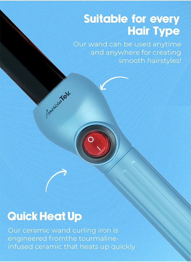 American Tek Ceramic Hair Curler 25 MM- Blue & Black - Curling Iron for Women - Long Lasting & Well defined Curls  - Image 3