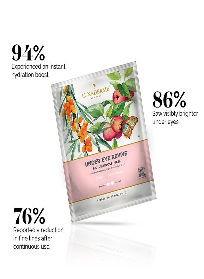 LuxaDerme Under Eye Revive - Bio Cellulose Serum Sheet Mask. It Soothes, Brightens & Depuff Under-Eye Dark Circles. All Skin Types. 100% Fermented Coconut Jelly. (Pack of 5) - Image 3