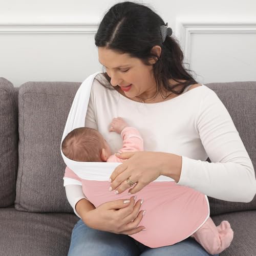 Kloovete Baby Wrap Carrier, Perfect Baby Carrier Wrap Sling for Newborn and Infant up to 35 lbs. (Dusty Pink/Natural, M (S, M, L of Clothing Size)) - Image 3