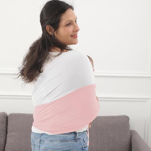 Kloovete Baby Wrap Carrier, Perfect Baby Carrier Wrap Sling for Newborn and Infant up to 35 lbs. (Dusty Pink/Natural, M (S, M, L of Clothing Size)) - Image 2