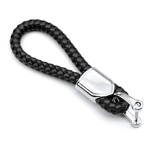 INFIPAR Car Key Fob Keychains Leather Keys Chain Sturdy Metal Holder with D-Ring for Men and Women 1 Pack Black, Long - Image 1