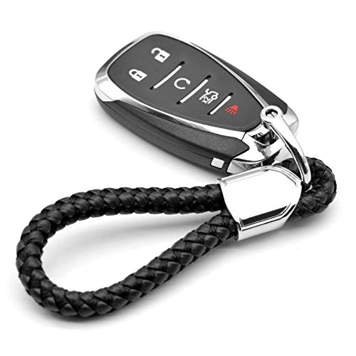 INFIPAR Car Key Fob Keychains Leather Keys Chain Sturdy Metal Holder with D-Ring for Men and Women 1 Pack Black, Long - Image 2