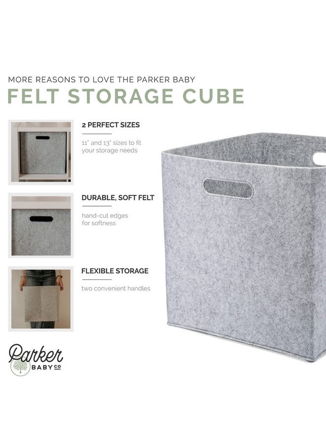 Parker Baby Co. Parker Baby Felt Foldable Storage Cube - 13 Inch Nursery Cubby Bin for Cube Organizer, Closet Organizers and Storage Toy Bin, Rope Baskets Bins for Toy’s Storage - Gray  - Image 3