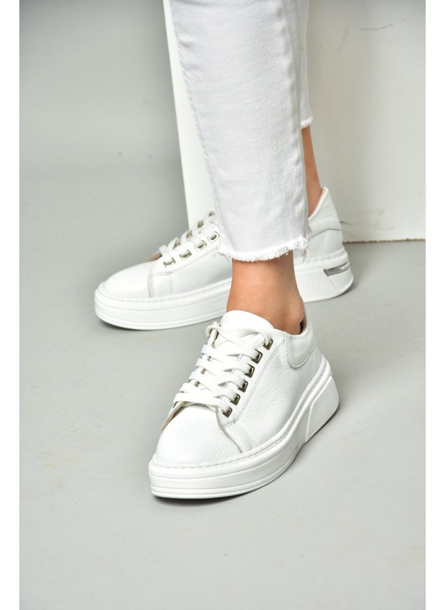 Fox Shoes - P555020003 White Genuine Leather Women's Sports Shoes Sneakers - Image 1