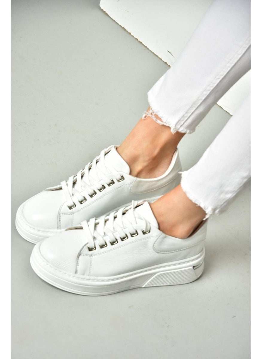 Fox Shoes - P555020003 White Genuine Leather Women's Sports Shoes Sneakers - Image 1