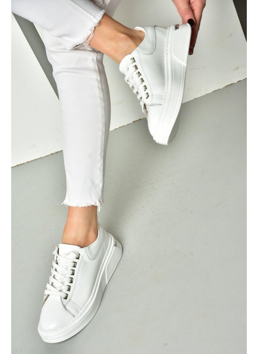 Fox Shoes - P555020003 White Genuine Leather Women's Sports Shoes Sneakers - Image 1