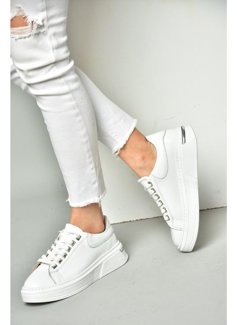 Fox Shoes - P555020003 White Genuine Leather Women's Sports Shoes Sneakers - Image 1