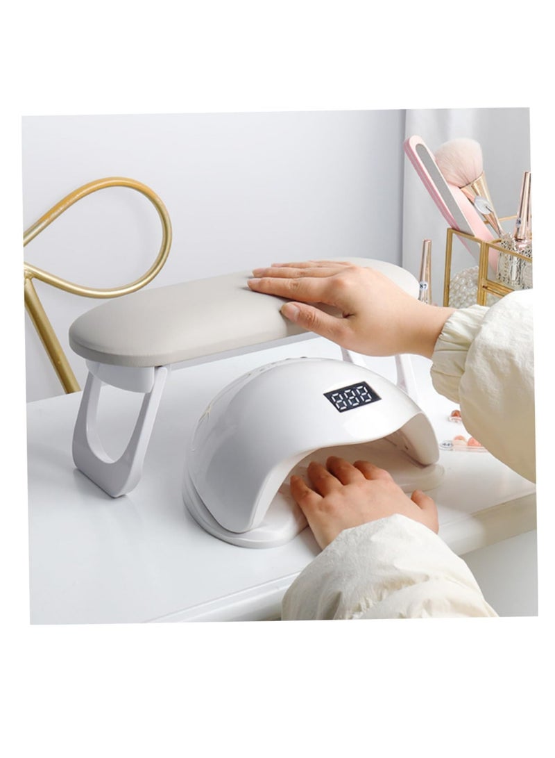 كول بيبي ستايل مسند ذراع مانيكير قابل للطي، مسند يد من جلد البولي يوريثان، إسفنجة ناعمة، مسند يد مانيكير، حامل وسادة يد مع مفرش طاولة من البولي فينيل كلوريد مناسب للاستخدام في صالون الأظافر وتزيينه (أبيض) - Image 3