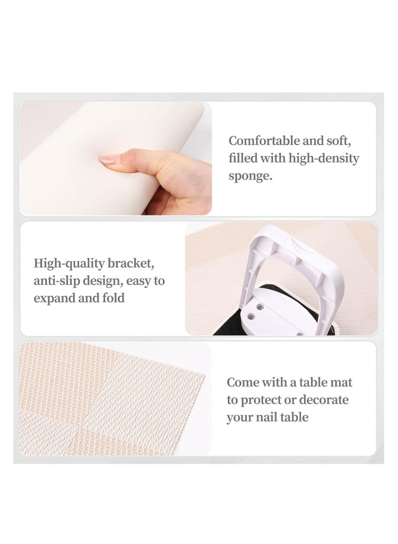 كول بيبي ستايل مسند ذراع مانيكير قابل للطي، مسند يد من جلد البولي يوريثان، إسفنجة ناعمة، مسند يد مانيكير، حامل وسادة يد مع مفرش طاولة من البولي فينيل كلوريد مناسب للاستخدام في صالون الأظافر وتزيينه (أبيض) - Image 4