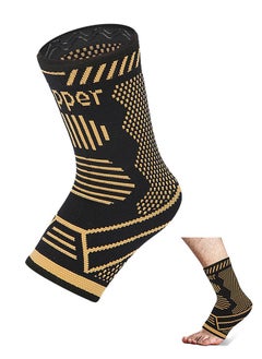 Copper Ankle Brace L, Ankle Support Brace Compression Ankle Sleeve, Thin and Light Breathable Ankle Support Heel Brace for Achilles Tendonitis and Plantar Fasciitis (Black+White)