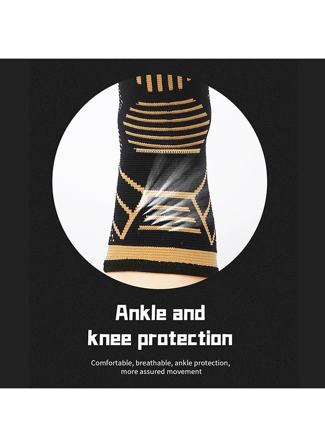Generic - Copper Ankle Brace L, Ankle Support Brace Compression Ankle Sleeve, Thin and Light Breathable Ankle Support Heel Brace for Achilles Tendonitis and Plantar Fasciitis (Black+White) - Image 1