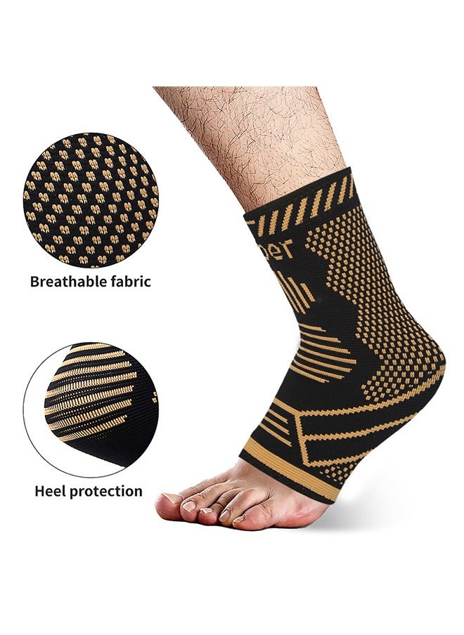Generic - Copper Ankle Brace L, Ankle Support Brace Compression Ankle Sleeve, Thin and Light Breathable Ankle Support Heel Brace for Achilles Tendonitis and Plantar Fasciitis (Black+White) - Image 1