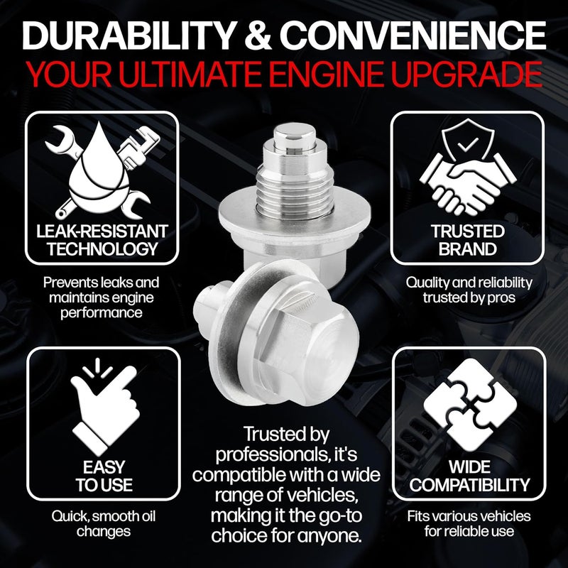 Votex Magnetic Oil Drain Plug for Toyota 4Runner (2003-2024) - Stainless Steel - Image 3