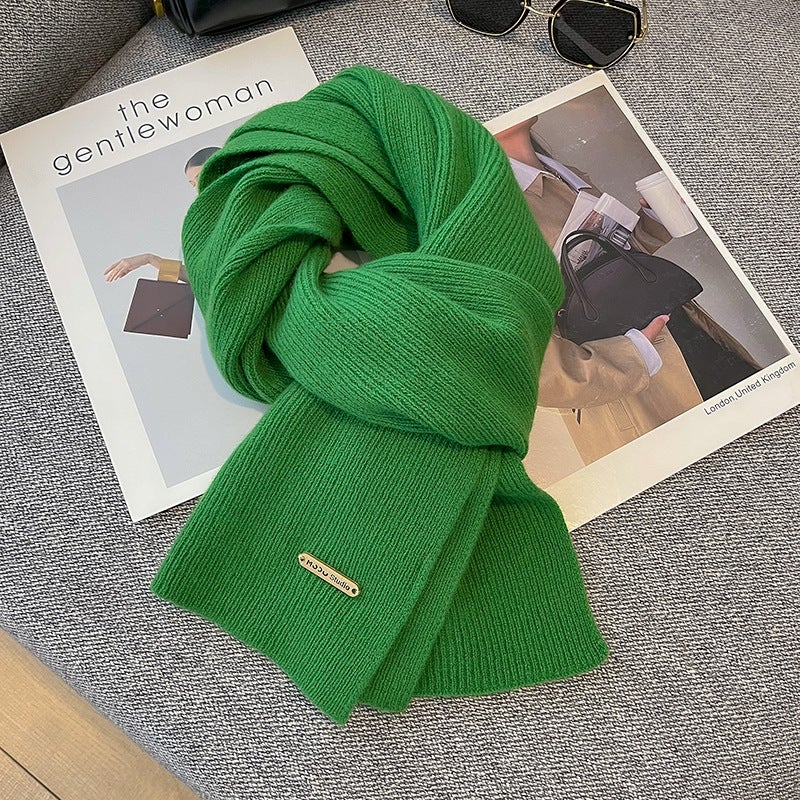 Australian Pure Wool 100 Cashmere Scarf Arrival All-Match Winter New Year Red Warm Knitted Scarf For Women - Image 1