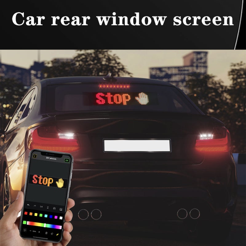 Flexible LED Screen 20*64 Right Angles 102*348Mm Ip65 Waterproof - App & Bt Connectivity Customizable Led Sign Display for Car Windows - Image 4