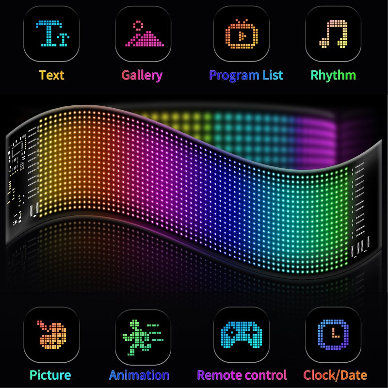 Flexible LED Screen 20*64 Right Angles 102*348Mm Ip65 Waterproof - App & Bt Connectivity Customizable Led Sign Display for Car Windows - Image 3