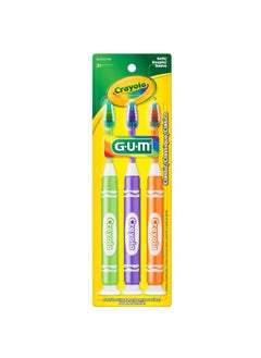 جم فرشاة أسنان الأطفال GUM Crayola Marker، مجموعة فرشاة أسنان ناعمة الشعيرات للأطفال من سن 3 سنوات فما فوق، قاعدة كوب شفط، 3 قطع  - Image 2