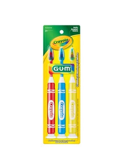 جم فرشاة أسنان الأطفال GUM Crayola Marker، مجموعة فرشاة أسنان ناعمة الشعيرات للأطفال من سن 3 سنوات فما فوق، قاعدة كوب شفط، 3 قطع  - Image 3