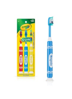جم فرشاة أسنان الأطفال GUM Crayola Marker، مجموعة فرشاة أسنان ناعمة الشعيرات للأطفال من سن 3 سنوات فما فوق، قاعدة كوب شفط، 3 قطع  - Image 1