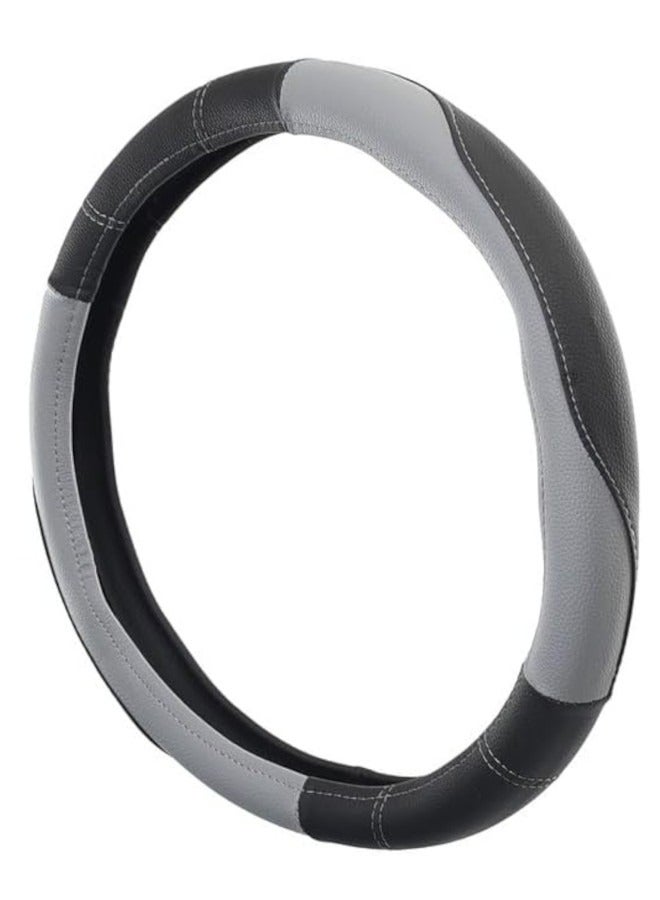 غطاء طارة دركسيون من الجلد - اسود/رمادي - Image 2