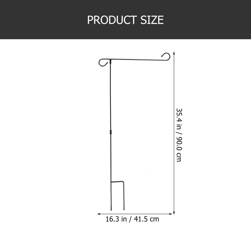 Black Wrought Iron Garden Flag Pole And Stand 2pcs Outdoor Lawn Decoration With Round Bead Design - Image 3