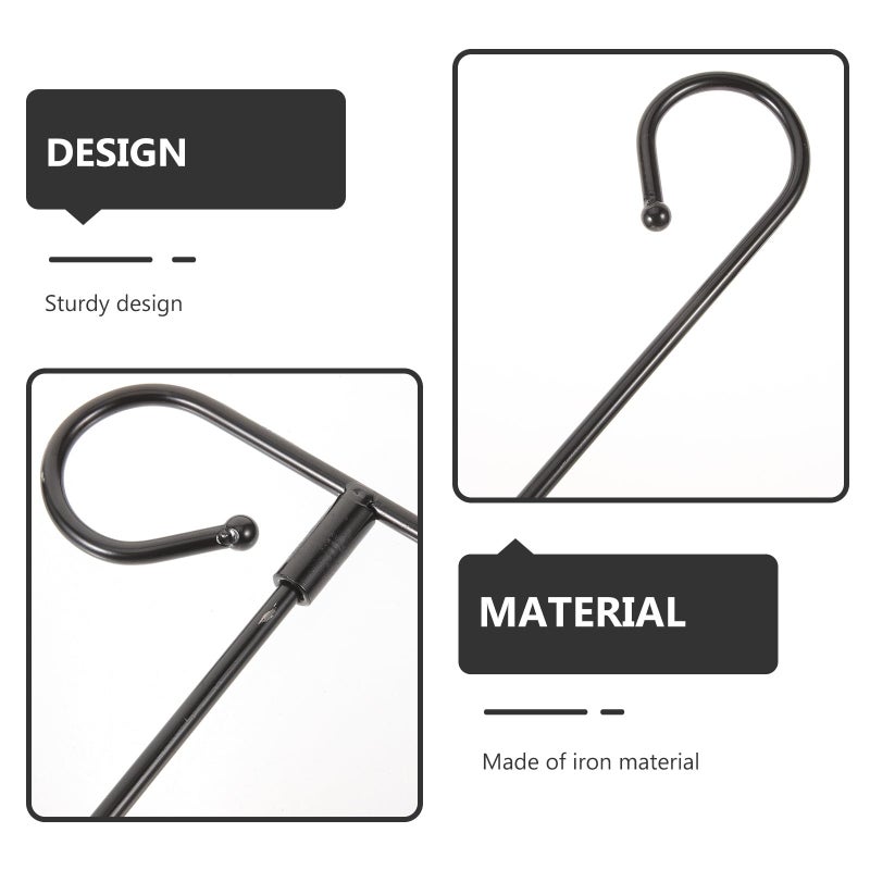 Black Wrought Iron Garden Flag Pole And Stand 2pcs Outdoor Lawn Decoration With Round Bead Design - Image 4