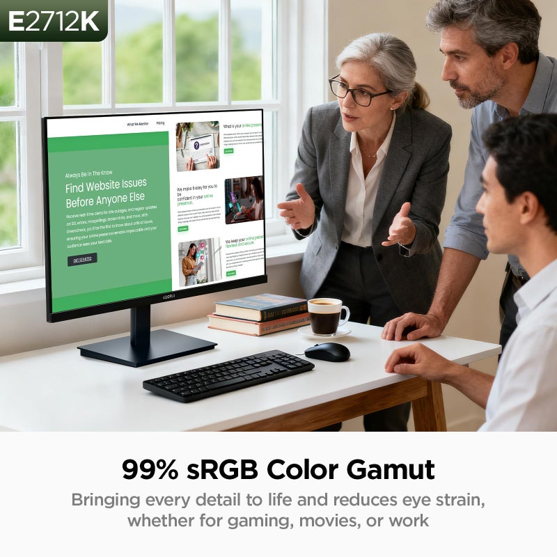 KOORUI شاشة مكتب للألعاب KOORUI مقاس 27 بوصة، 144 هرتز، عرض VA، نسبة تباين 4000:1، FreeSync، FHD 1080P، معتمدة من TÃœV Rheinland، حواف رفيعة، منافذ HDMI وVGA، ميل مريح، تركيب VESA، باللون الأسود - Image 5