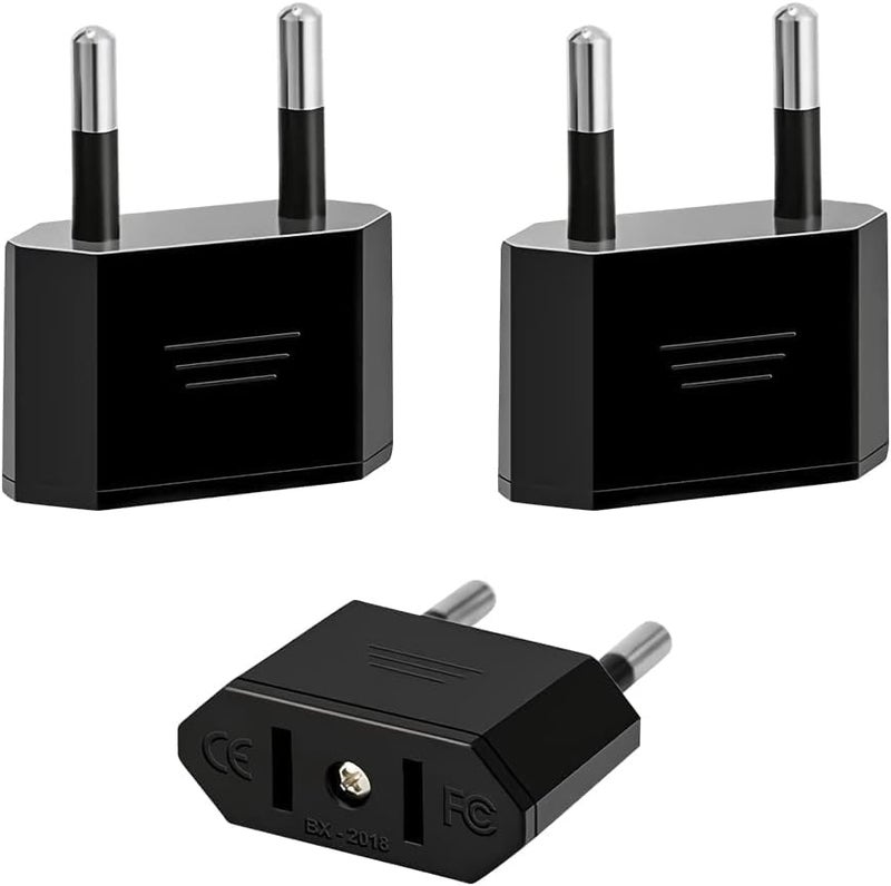 OneNine 3 Pieces US to EU Adapter, 2 Pin US Plug Adapter for Germany, US to EU Travel Plug, Device Plug Adapter with Aliment Supply - Image 1