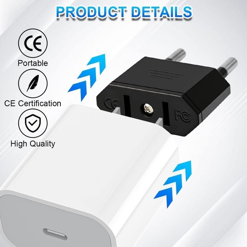 OneNine 3 Pieces US to EU Adapter, 2 Pin US Plug Adapter for Germany, US to EU Travel Plug, Device Plug Adapter with Aliment Supply - Image 2