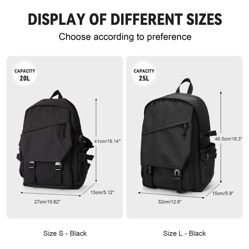 coowoz School Backpack for Men Women College Bookbag Waterproof Lightweight Black Backpack Mochilas Book Bag Rucksack Casual Daypack School Bag for Boys Girls - Image 5