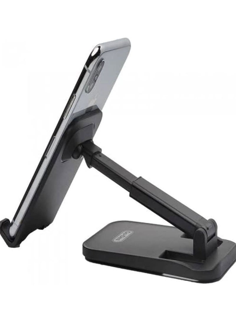 GO-DES Foldable Desktop Lazy Phone Holder, Telescopic Smart Phone Stand with Adjustable Height, Lazy Mobile Phone Stand for Office and Home, Desktop Tablet Holder, Tablet Stand, iPad Stand Holder, Stand for iPad, Tablet and iPad Mount, Smartphone and Tablet Base, Lazy Phone Mount with Multi-Angle Viewing, Extendable and Adjustable Phone Support, Lazy Mobile Holder Supporting Charging While in Use, Portable Phone Base for Travel and Trips, Desktop Stand for Study and Remote Work, Anti-Slip Phone Holder with Rubber Pads, Stable and Anti-Shake Phone Mounting Base, Black Phone Holder with Modern and Sleek Design, Phone Stand Compatible with All Smartphones, Lazy Phone Stand for Watching Movies and Videos, Desktop Holder for Live Streaming and Video Meetings, Lightweight and Easy to Carry Phone Base, Lazy Smartphone Holder with Dedicated Charging Port, Fully Foldable Mobile Stand for Easy Storage, Durable and Practical Desktop Phone Base, Lazy Smart Device Holder with Adjustable Tilt Angle -Black - Image 5