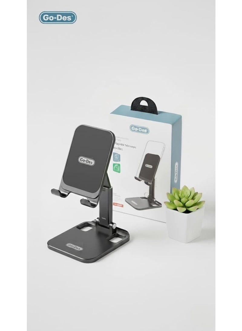 جو-ديز Foldable Desktop Lazy Phone Holder, Telescopic Smart Phone Stand with Adjustable Height, Lazy Mobile Phone Stand for Office and Home, Desktop Tablet Holder, Tablet Stand, iPad Stand Holder, Stand for iPad, Tablet and iPad Mount, Smartphone and Tablet Base, Lazy Phone Mount with Multi-Angle Viewing, Extendable and Adjustable Phone Support, Lazy Mobile Holder Supporting Charging While in Use, Portable Phone Base for Travel and Trips, Desktop Stand for Study and Remote Work, Anti-Slip Phone Holder with Rubber Pads, Stable and Anti-Shake Phone Mounting Base, Black Phone Holder with Modern and Sleek Design, Phone Stand Compatible with All Smartphones, Lazy Phone Stand for Watching Movies and Videos, Desktop Holder for Live Streaming and Video Meetings, Lightweight and Easy to Carry Phone Base, Lazy Smartphone Holder with Dedicated Charging Port, Fully Foldable Mobile Stand for Easy Storage, Durable and Practical Desktop Phone Base, Lazy Smart Device Holder with Adjustable Tilt Angle -Black - Image 2