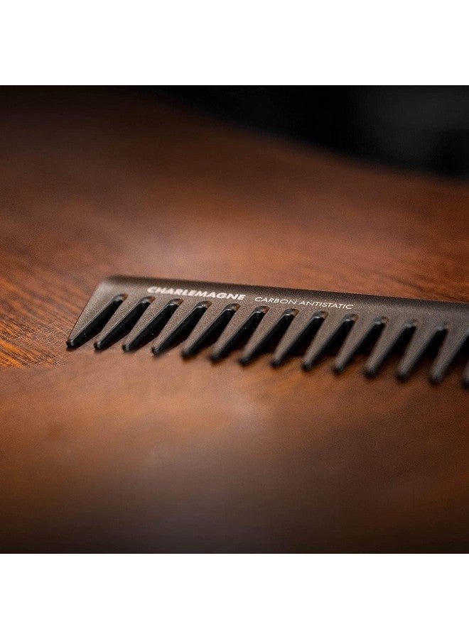 شارلمان مشط تصفيف الشعر للرجال من شارلمان - مشط كربوني مقاوم للكسر للشعر واللحية - أمشاط شعر للرجال - أدوات وأجهزة تصفيف الشعر - أسنان خشنة بطول 19 سم - Image 5