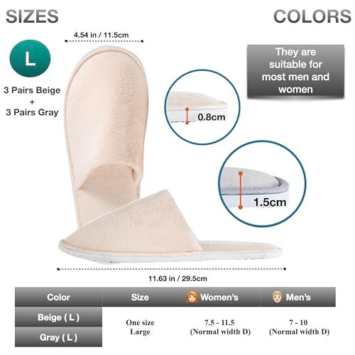 OSTADARRA 6 Pairs Spa Slippers, Non Slip Disposable For Guest, Washable Reusable, Which Can Be Used As Women Men, House, Indoor, Bathroom, Bedroom, Hotel, Bride Slippers - Image 2