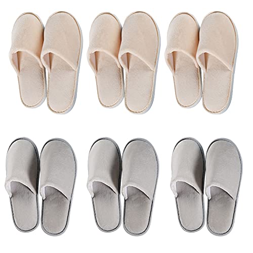 OSTADARRA 6 Pairs Spa Slippers, Non Slip Disposable For Guest, Washable Reusable, Which Can Be Used As Women Men, House, Indoor, Bathroom, Bedroom, Hotel, Bride Slippers - Image 1