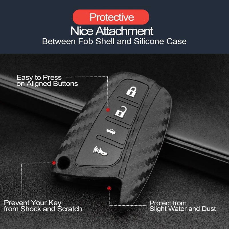 INFIPAR 2pcs Compatible with Hyundai Santa Fe Azera Santa Fe XL Sport Equus Genesis Carbon Fiber Looks Key Fob Cover Case Key Chain Protector Keyless Remote Holder - Image 4