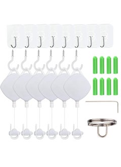 VR Cable Management System, Ceiling Hooks with Retractable Carabiner, KASTWAVE Retractable Ceiling Pulley System for Oculus Quest/Quest 2/HTC Vive/Vive Pro/Oculus Rift/Rift S(6Packs White)