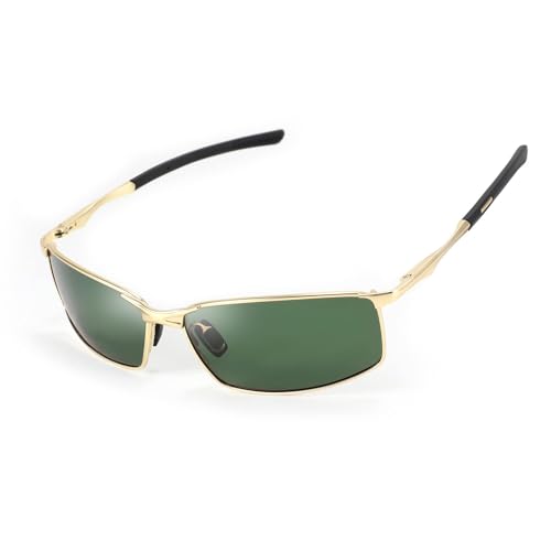 Karsaer Men's Polarised Sunglasses Driving Cycling Sports Glasses For Men Sunglasses For Men Stylish E1030,gold,green - Image 1
