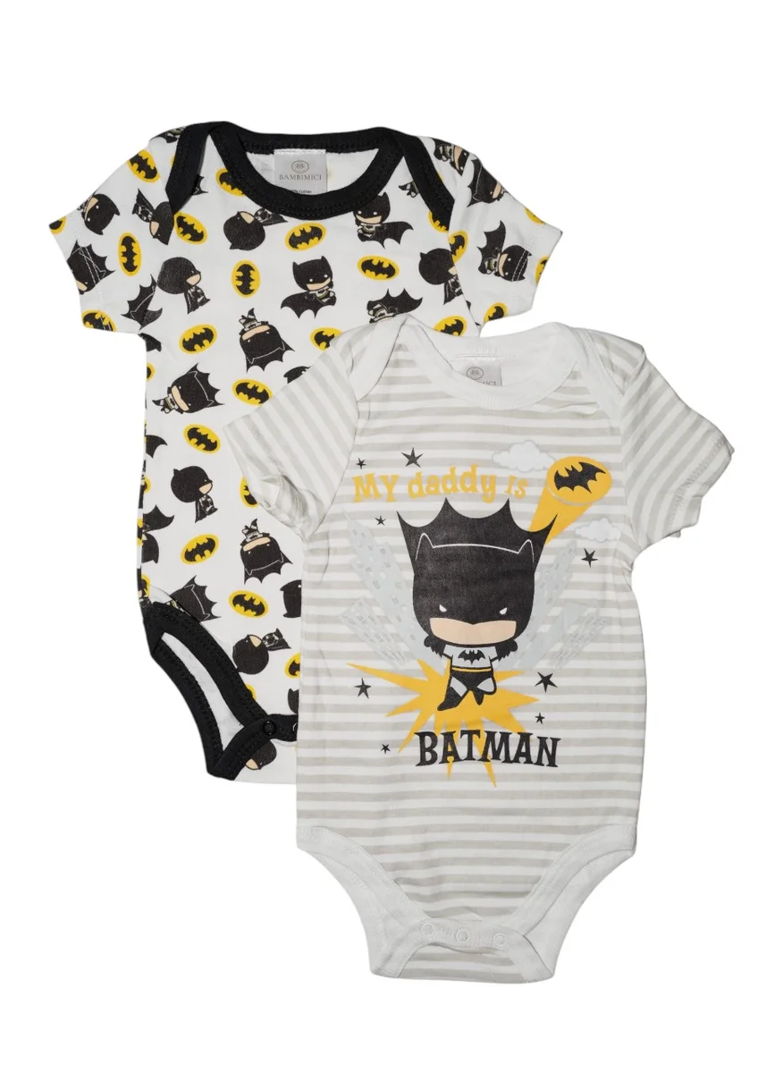 Bambimici Bambimici Batman Print Short Sleeve  Body suit  Set of 2