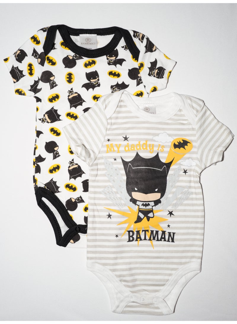 Bambimici Batman Print Short Sleeve  Body suit  Set of 2 - Image 1