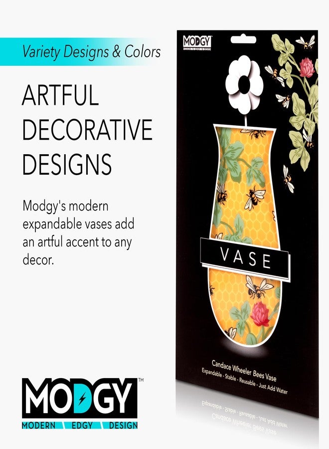 MODGY Expandable Flower Vase, Plastic Decorative Modern Foldable Printed Vases for Centerpieces for Wedding, Dining Table, Home Decor, Living Room, Bathroom, Candace Wheeler Bees - Image 5