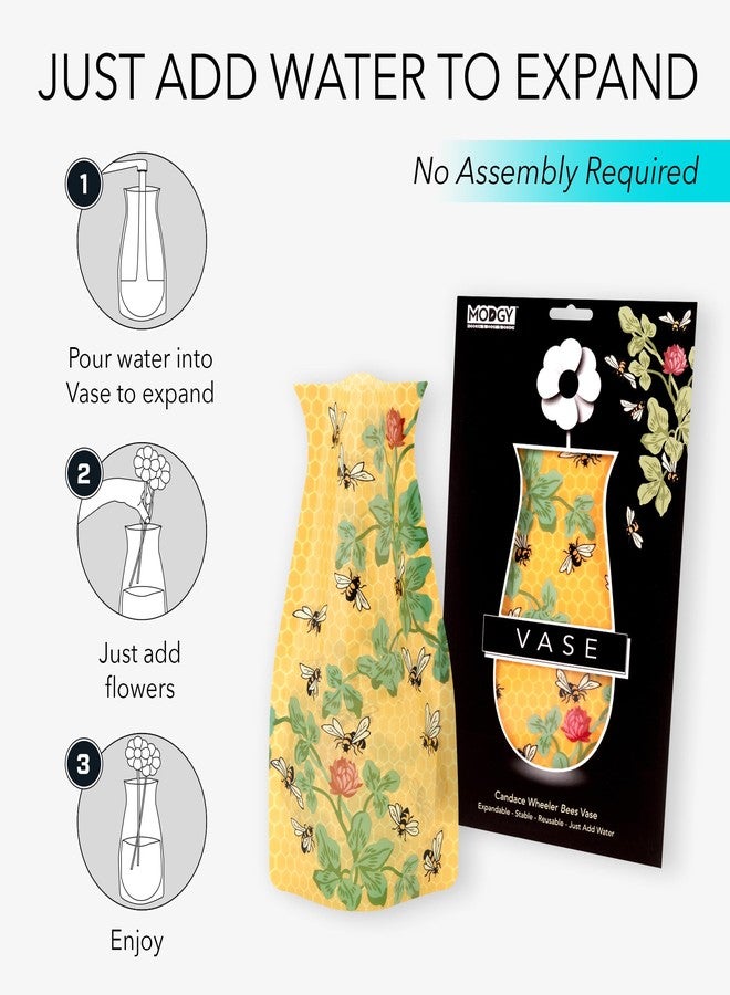 MODGY Expandable Flower Vase, Plastic Decorative Modern Foldable Printed Vases for Centerpieces for Wedding, Dining Table, Home Decor, Living Room, Bathroom, Candace Wheeler Bees - Image 4