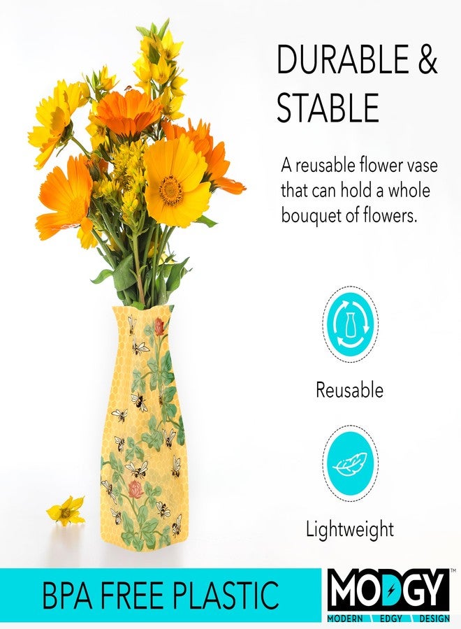 MODGY Expandable Flower Vase, Plastic Decorative Modern Foldable Printed Vases for Centerpieces for Wedding, Dining Table, Home Decor, Living Room, Bathroom, Candace Wheeler Bees - Image 3